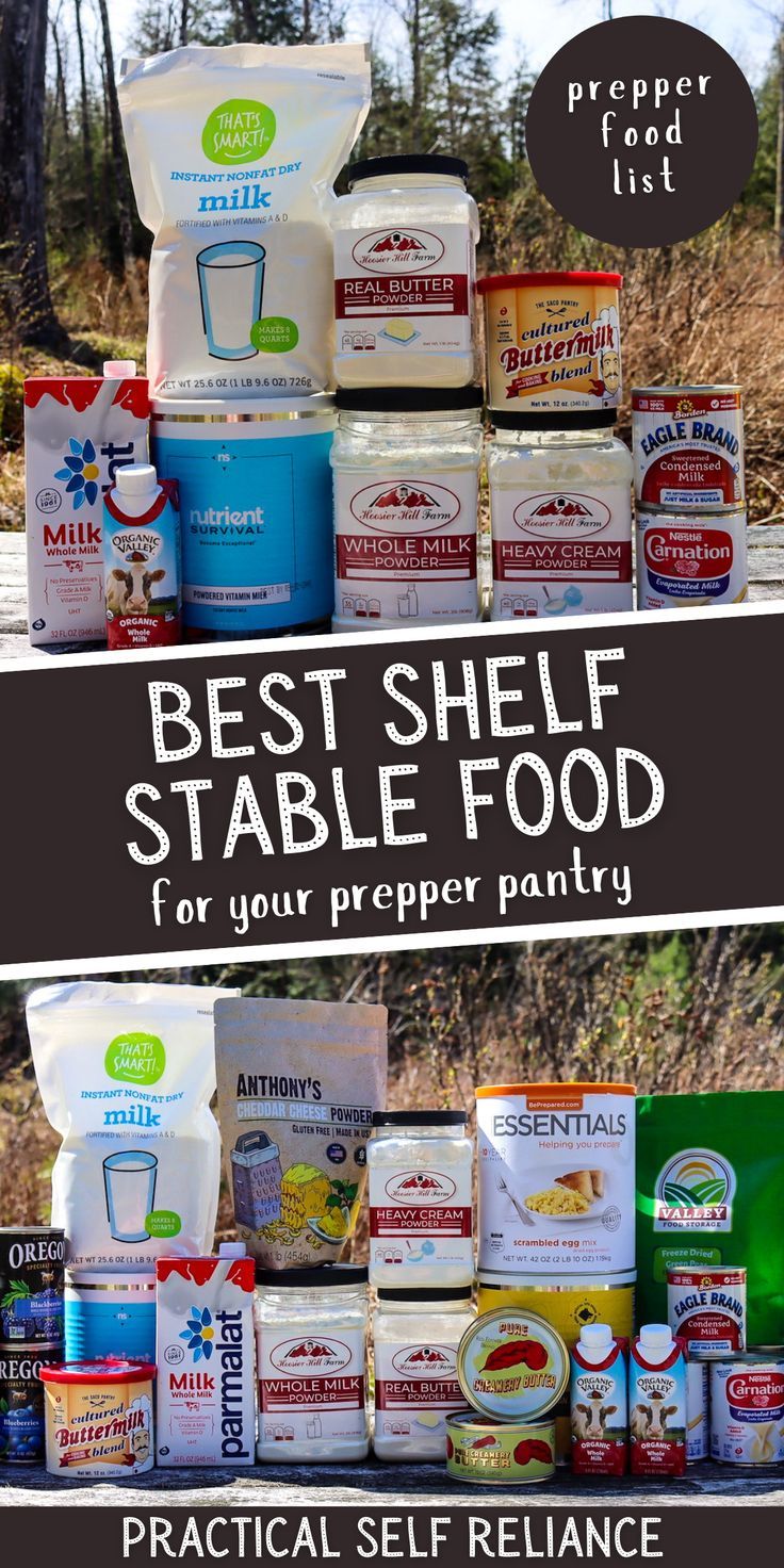 Shelf Stable Food (Pantry Versions of Perishable Groceries) | Emergency preparedness food, Emergency preparedness food storage, Prepper food